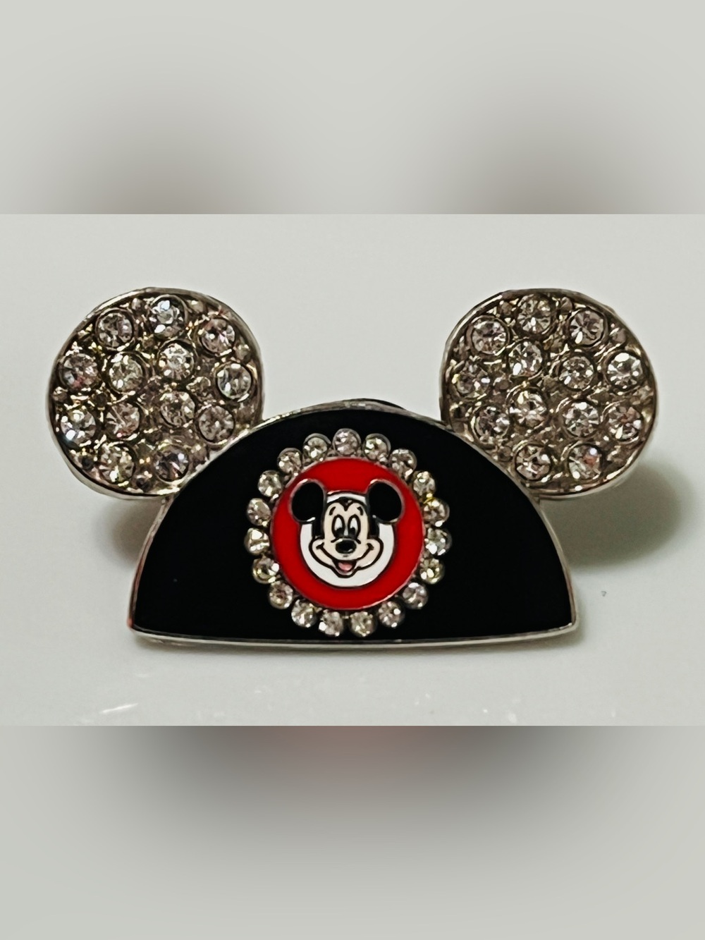 Disney Black and Red Mickey Mouse Crystal Ear Hat Pin